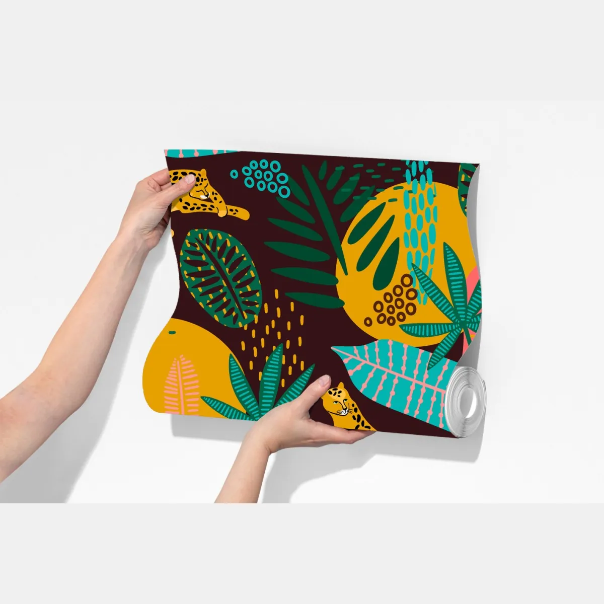 Fototapeta tropikalny wzór z gepardami i żywą roślinnością – Wallissimo® Fototapeta tropikalny wzór z gepardami i żywą roślinnością – Wallissimo®