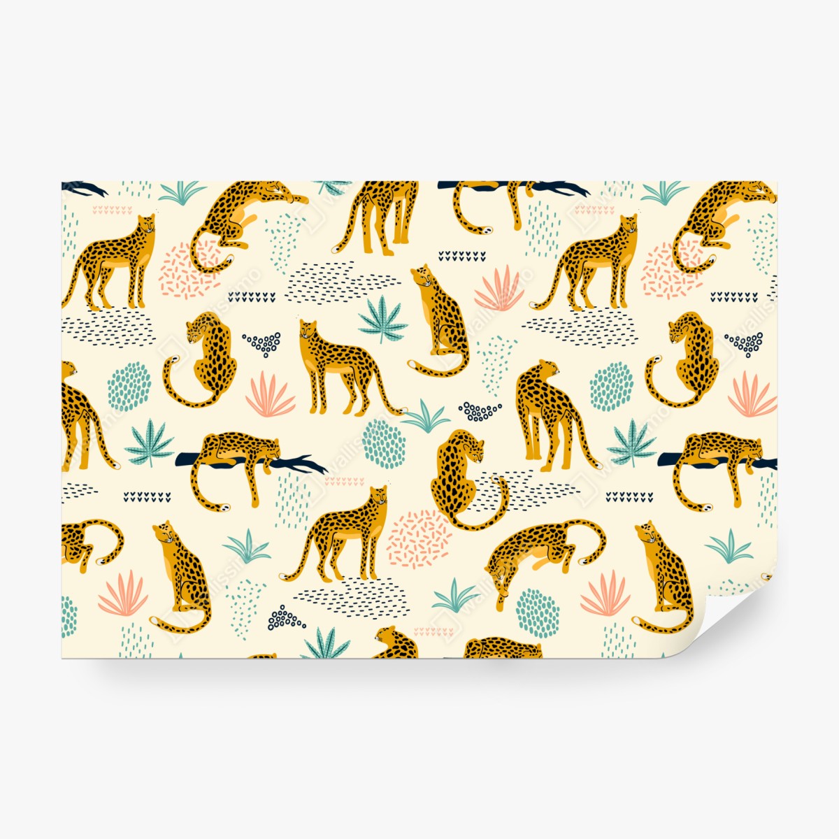 Fototapeta wzór z gepardami w pastelowych tonach – Wallissimo® Fototapeta wzór z gepardami w pastelowych tonach – Wallissimo®