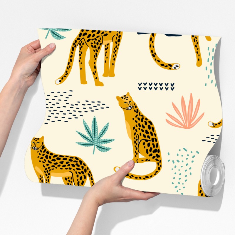 Fototapeta wzór z gepardami w pastelowych tonach – Wallissimo® Fototapeta wzór z gepardami w pastelowych tonach – Wallissimo®