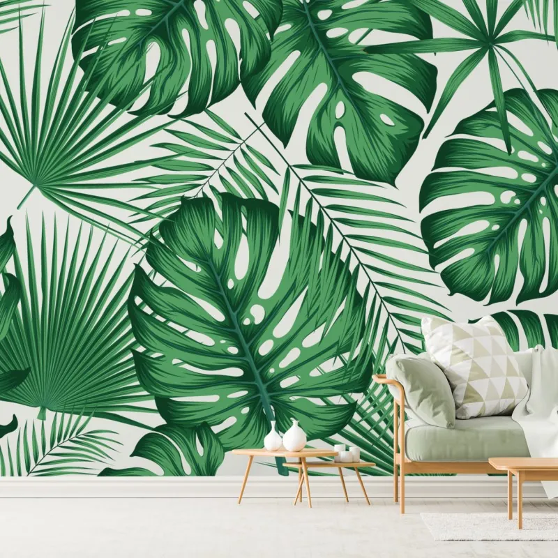 Fototapeta tropikalny wzór liści monstery i palm – Wallissimo® Fototapeta tropikalny wzór liści monstery i palm – Wallissimo®