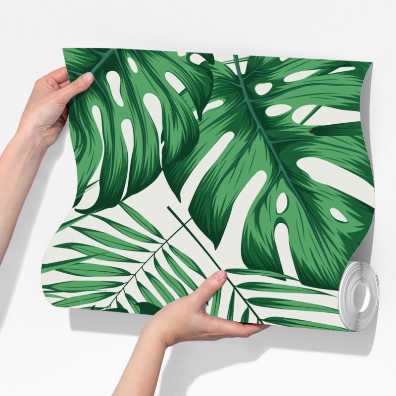 Fototapeta tropikalny wzór liści monstery i palm – Wallissimo® Fototapeta tropikalny wzór liści monstery i palm – Wallissimo®