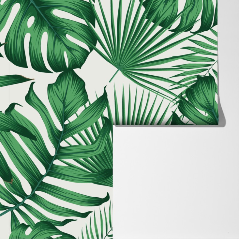 Fototapeta tropikalny wzór liści monstery i palm – Wallissimo® Fototapeta tropikalny wzór liści monstery i palm – Wallissimo®