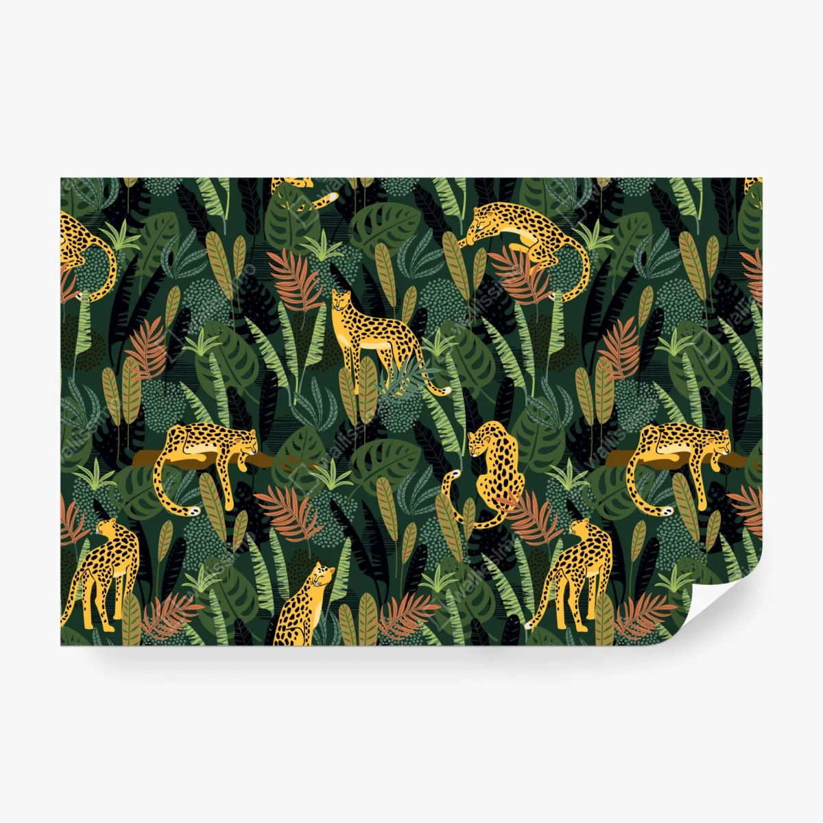 Fototapeta tropikalny wzór z lampartami – Wallissimo® Fototapeta tropikalny wzór z lampartami – Wallissimo®