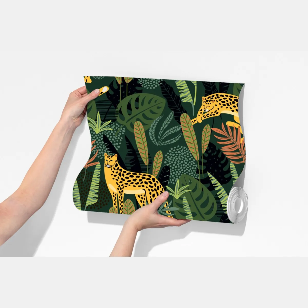 Fototapeta tropikalny wzór z lampartami – Wallissimo® Fototapeta tropikalny wzór z lampartami – Wallissimo®