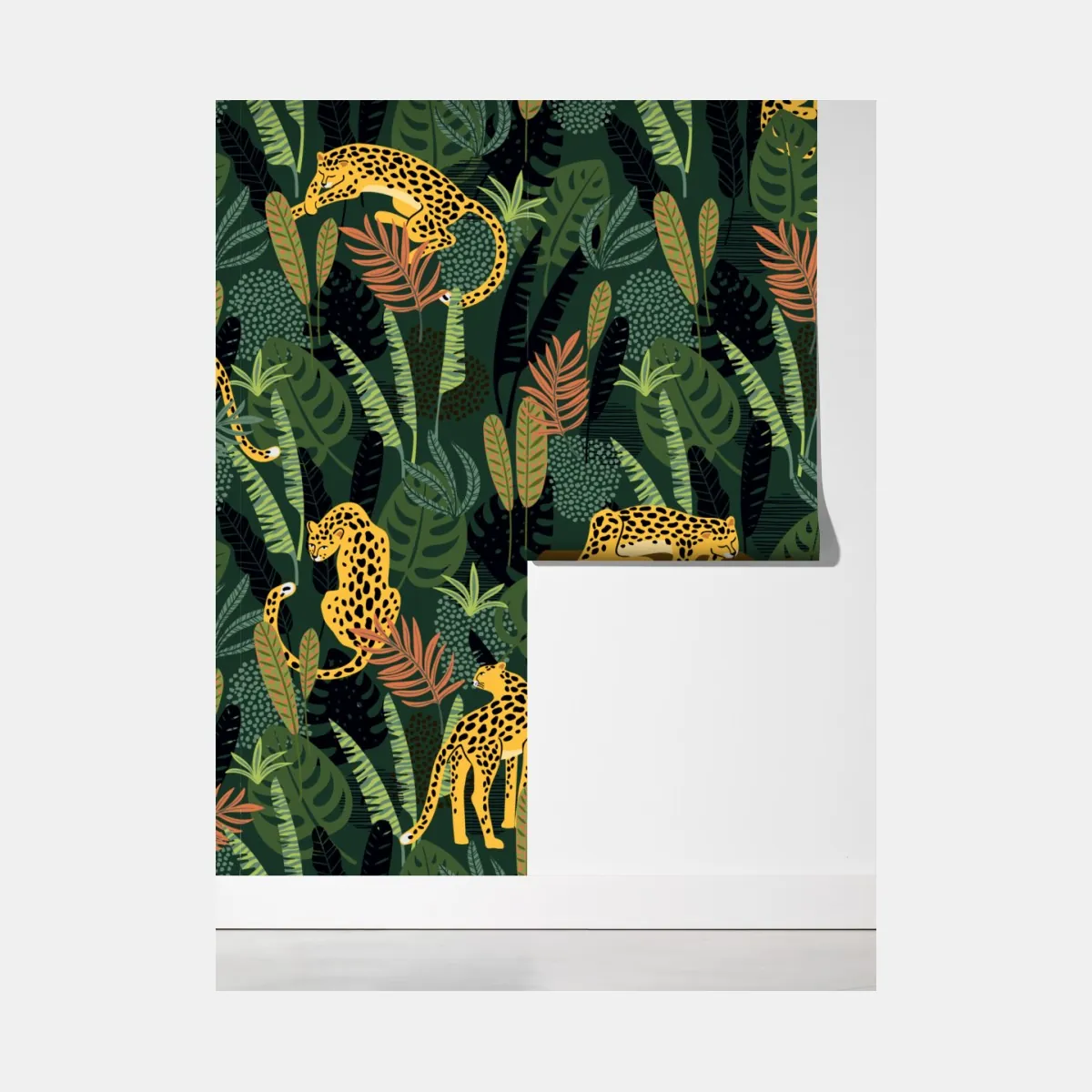 Fototapeta tropikalny wzór z lampartami – Wallissimo® Fototapeta tropikalny wzór z lampartami – Wallissimo®