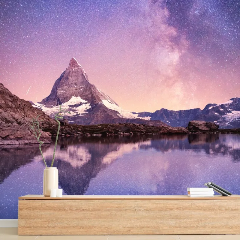 Fototapeta nocne odbicie Matterhornu pod gwiazdami