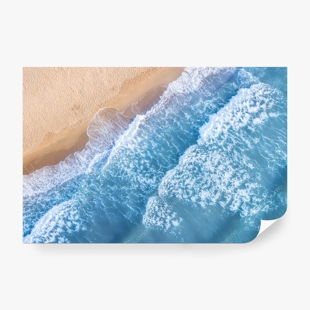 Fototapeta widok z lotu ptaka na turkusowe fale i piaszczystą plażę – Wallissimo® Fototapeta widok z lotu ptaka na turkusowe fale i piaszczystą plażę – Wallissimo®