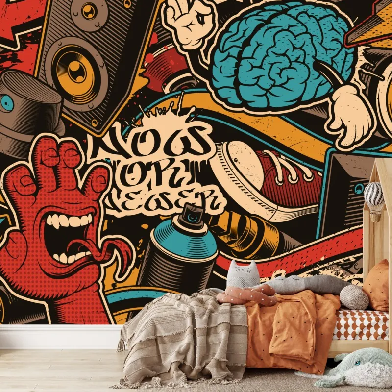 Fototapeta miejski kolaż graffiti i pop-artu