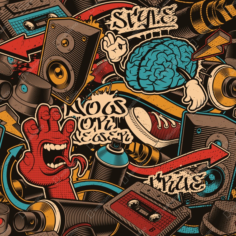 Fototapeta miejski kolaż graffiti i pop-artu – Wallissimo® Fototapeta miejski kolaż graffiti i pop-artu – Wallissimo®