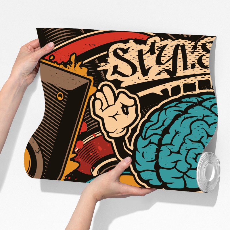 Fototapeta miejski kolaż graffiti i pop-artu – Wallissimo® Fototapeta miejski kolaż graffiti i pop-artu – Wallissimo®