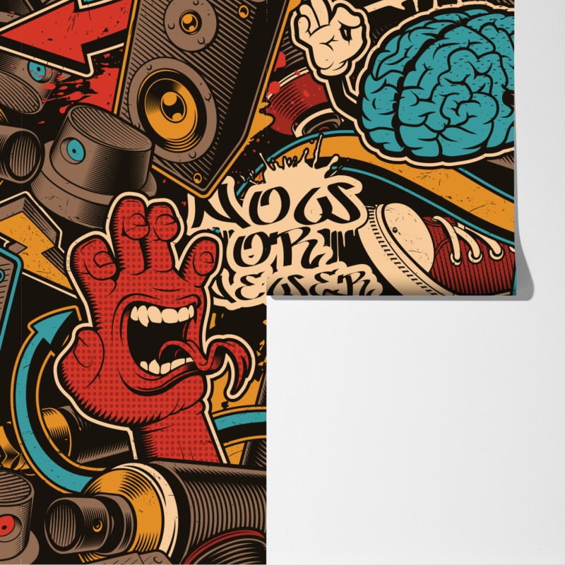 Fototapeta miejski kolaż graffiti i pop-artu – Wallissimo® Fototapeta miejski kolaż graffiti i pop-artu – Wallissimo®