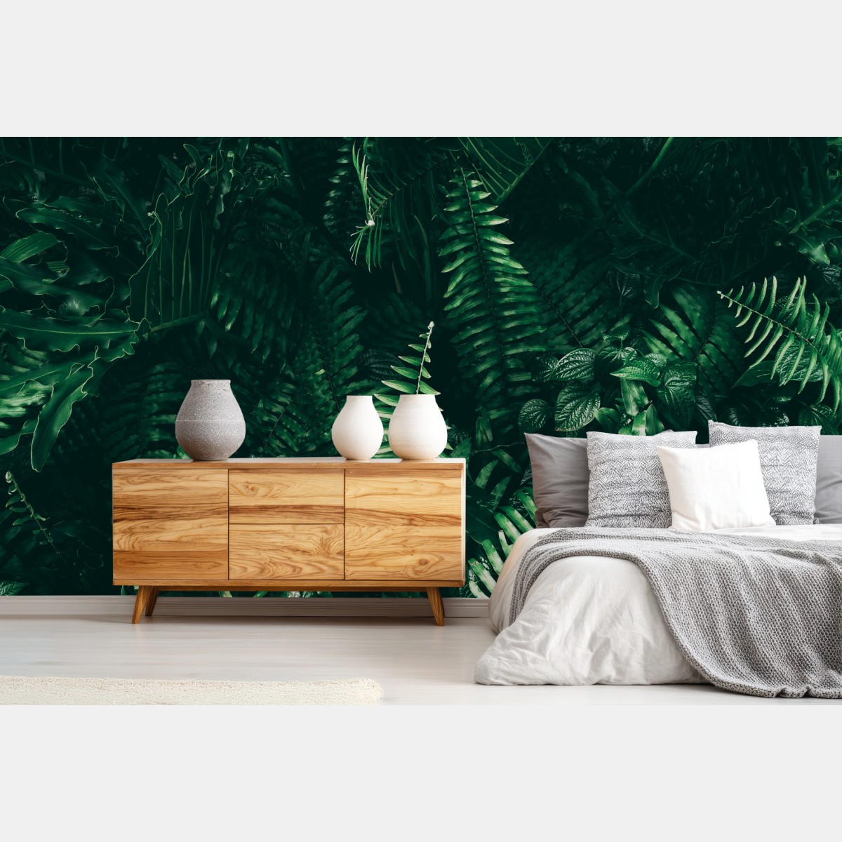 Wall mural tropical green leaves composition