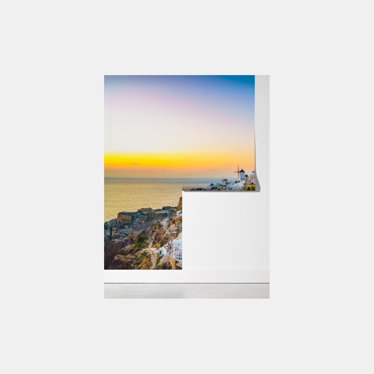 Fototapeta zachód słońca nad Santorini panoramiczny widok – Wallissimo® Fototapeta zachód słońca nad Santorini panoramiczny widok – Wallissimo®
