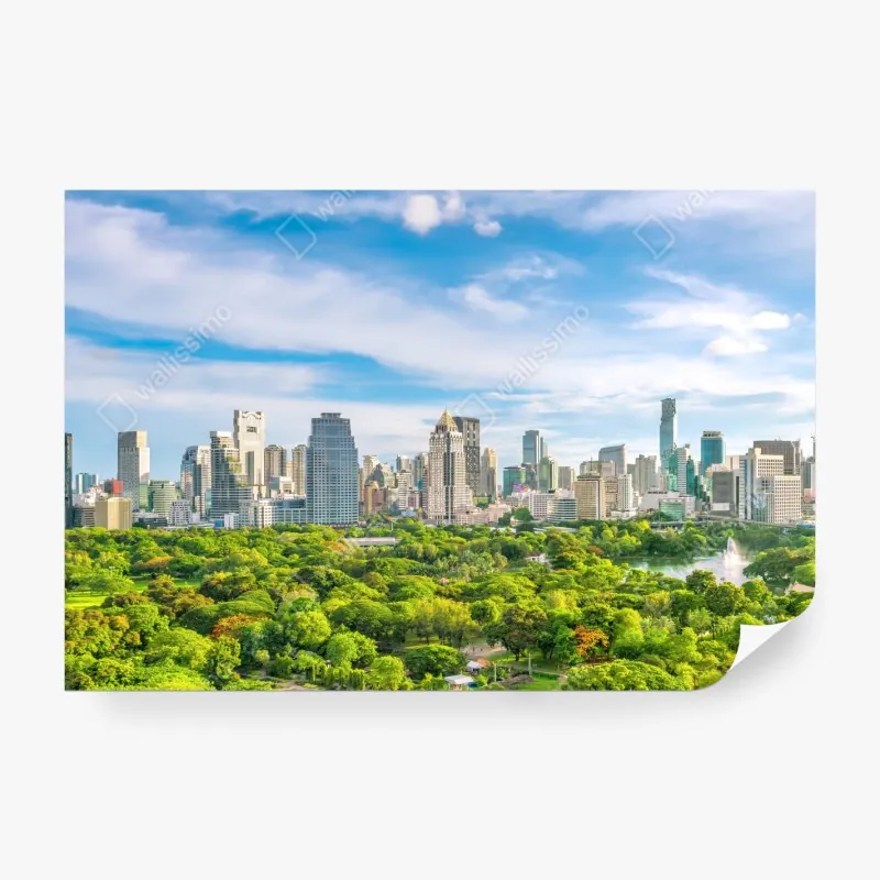 Fototapeta słoneczna panorama Bangkoku nad parkiem Lumpini