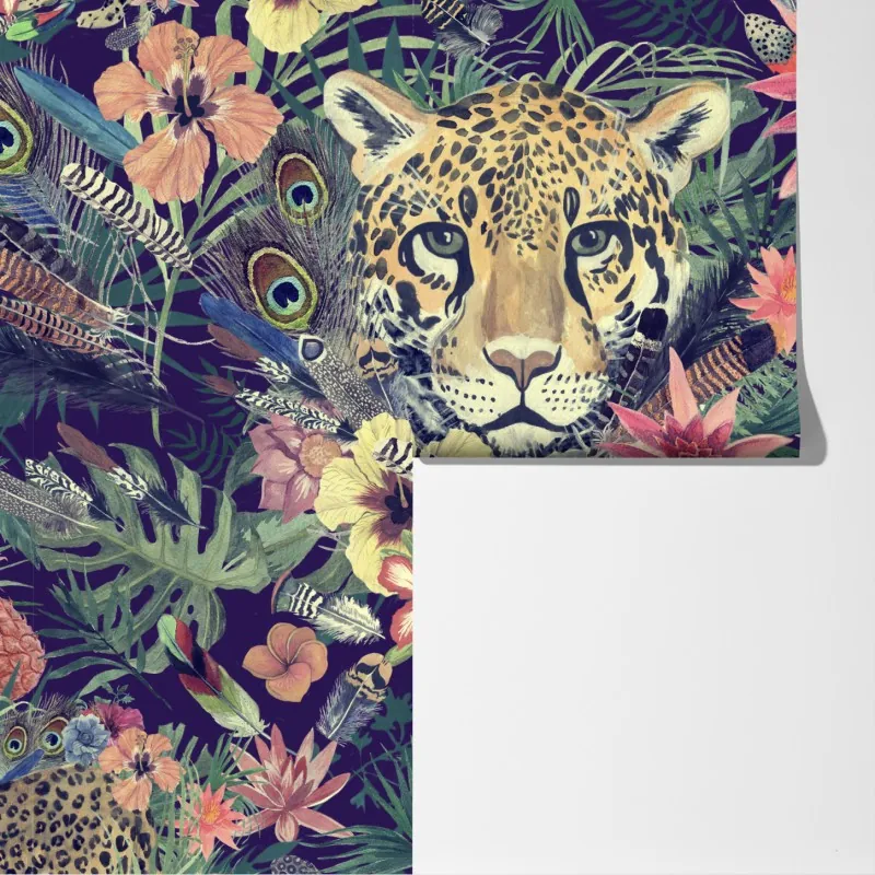 Fototapeta vintage akwarelowy lampart w tropikalnych liściach – Wallissimo® Fototapeta vintage akwarelowy lampart w tropikalnych liściach – Wallissimo®