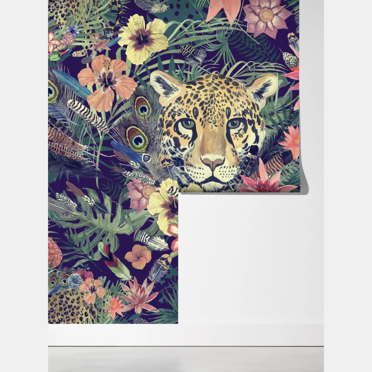 Fototapeta vintage akwarelowy lampart w tropikalnych liściach – Wallissimo® Fototapeta vintage akwarelowy lampart w tropikalnych liściach – Wallissimo®