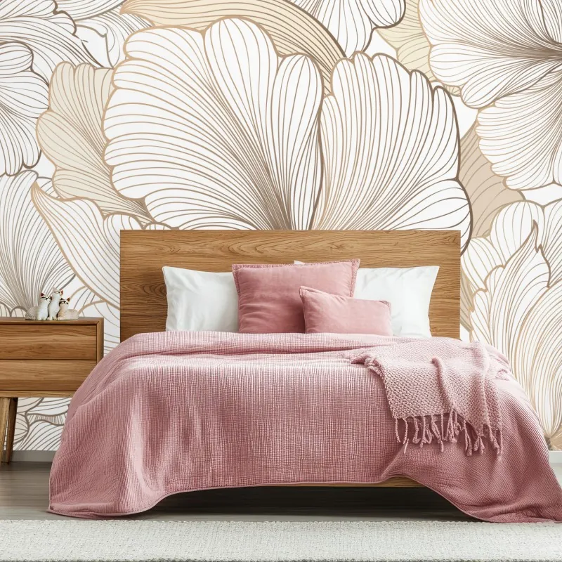 Fototapeta delikatna beżowa ilustracja kwiatowa – Wallissimo® Fototapeta delikatna beżowa ilustracja kwiatowa – Wallissimo®