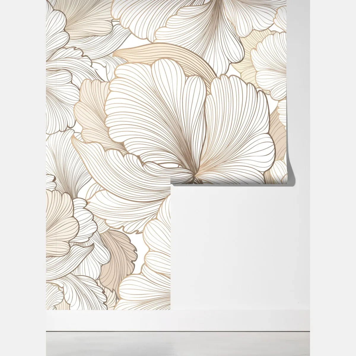 Fototapeta delikatna beżowa ilustracja kwiatowa – Wallissimo® Fototapeta delikatna beżowa ilustracja kwiatowa – Wallissimo®