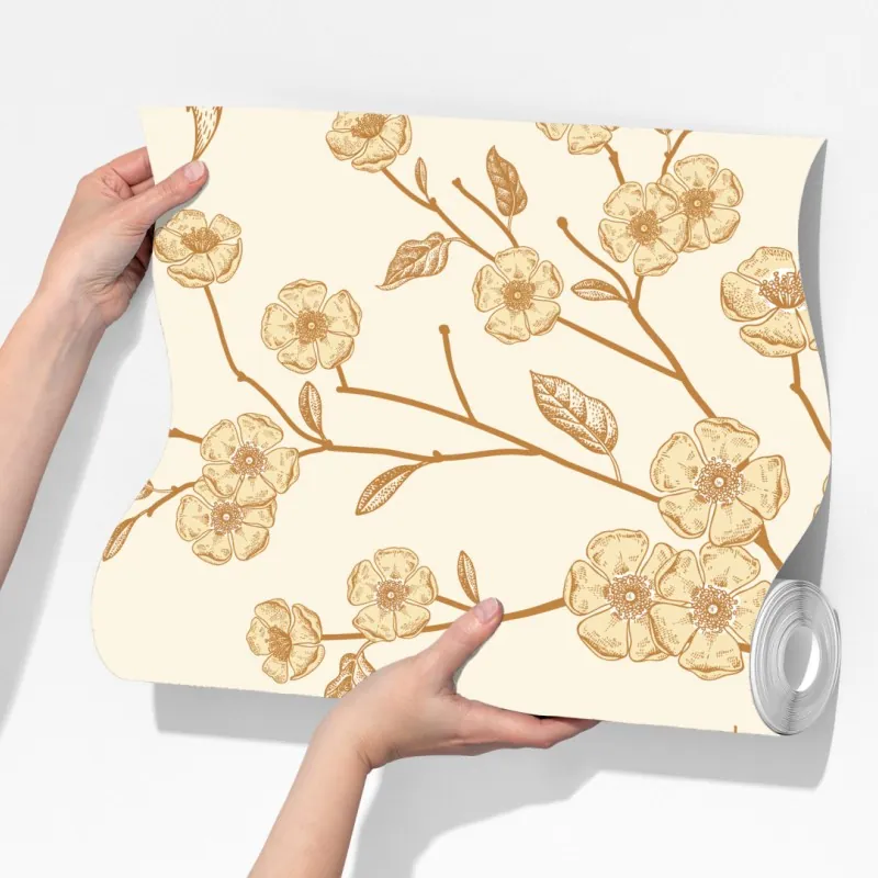 Fototapeta vintage beżowy wzór kwiatowy z peoniami – Wallissimo® Fototapeta vintage beżowy wzór kwiatowy z peoniami – Wallissimo®