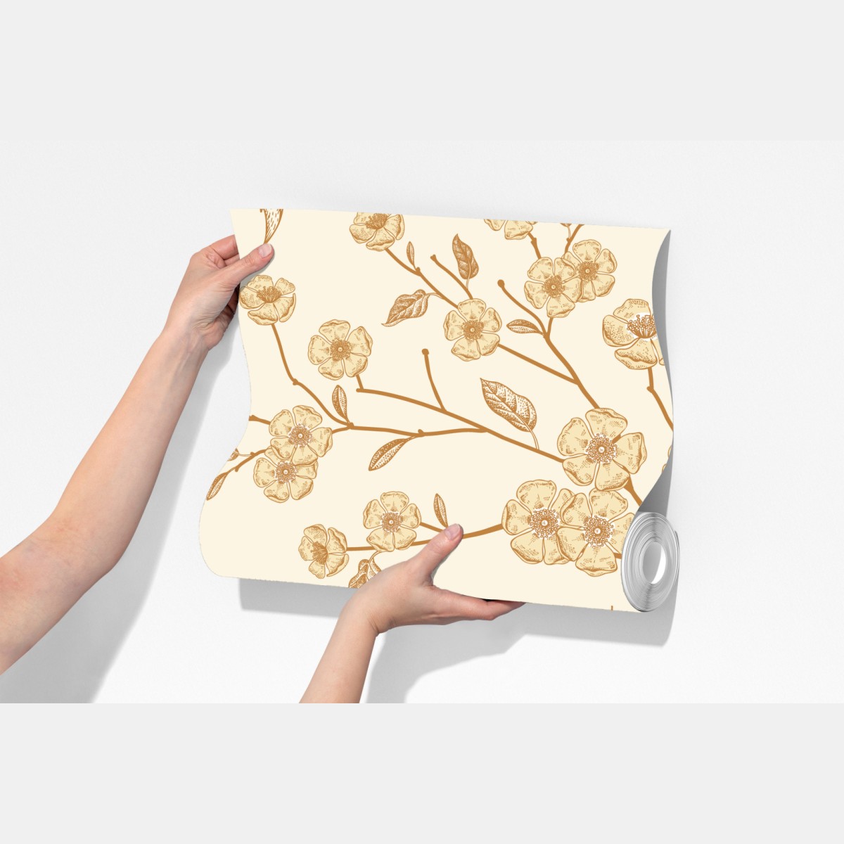 Fototapeta vintage beżowy wzór kwiatowy z peoniami – Wallissimo® Fototapeta vintage beżowy wzór kwiatowy z peoniami – Wallissimo®