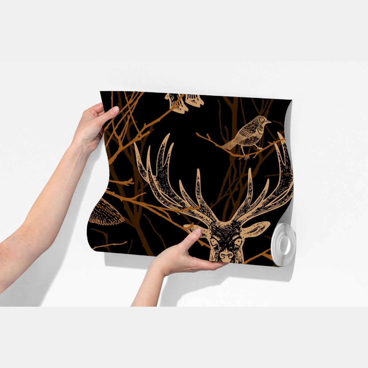 Fototapeta złote zwierzęta leśne na czarnym tle – Wallissimo® Fototapeta złote zwierzęta leśne na czarnym tle – Wallissimo®