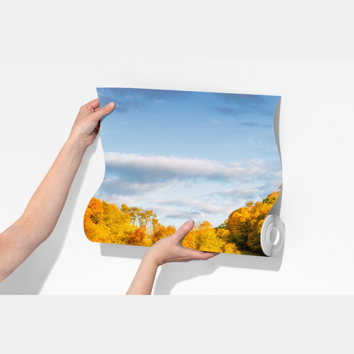 Fototapeta jesienny krajobraz wiejski z czerwoną stodołą – Wallissimo® Fototapeta jesienny krajobraz wiejski z czerwoną stodołą – Wallissimo®