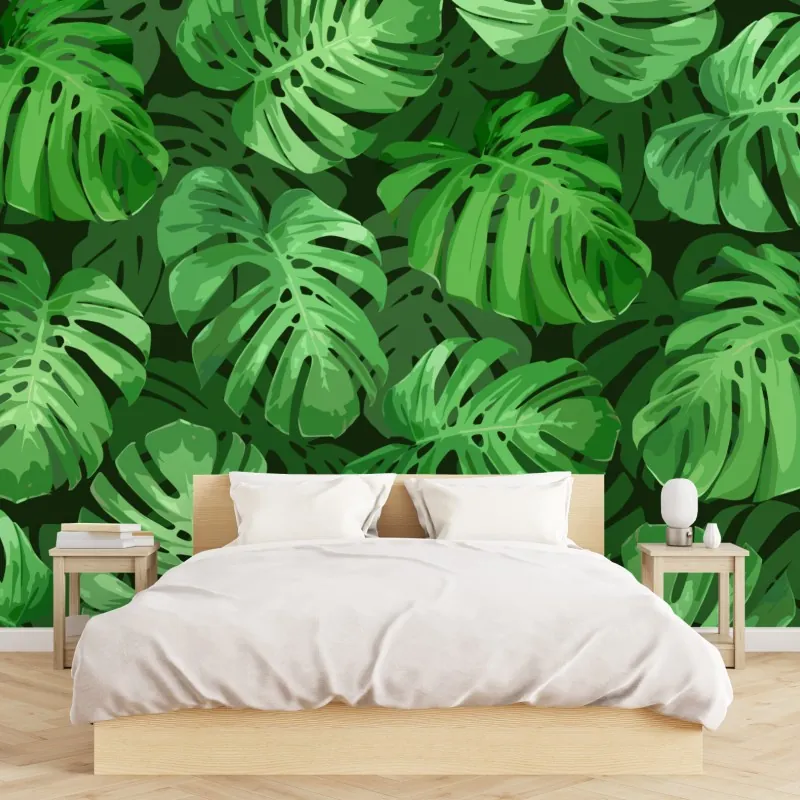 Fototapeta tropikalny wzór z liśćmi monstery