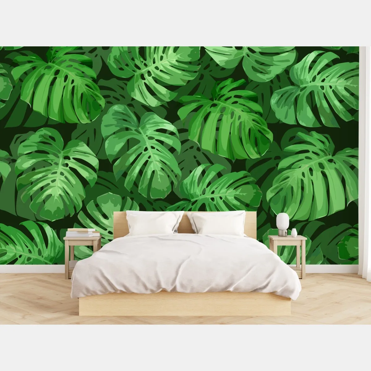 Fototapeta tropikalny wzór z liśćmi monstery – Wallissimo® Fototapeta tropikalny wzór z liśćmi monstery – Wallissimo®