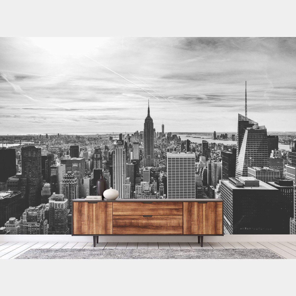 Wall mural New York skyline in grayscale