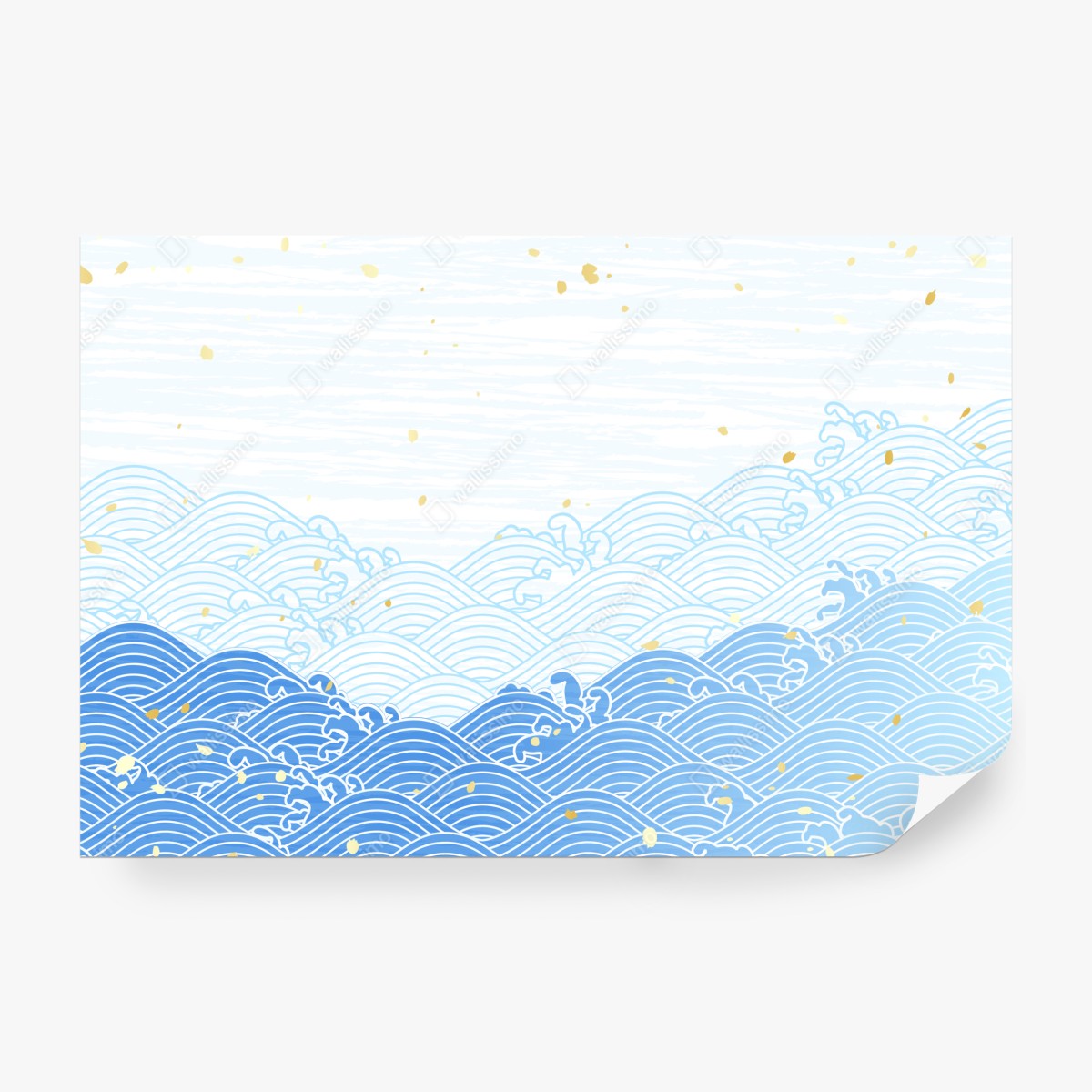Fototapeta spokojne niebieskie fale ze złotymi akcentami – Wallissimo® Fototapeta spokojne niebieskie fale ze złotymi akcentami – Wallissimo®