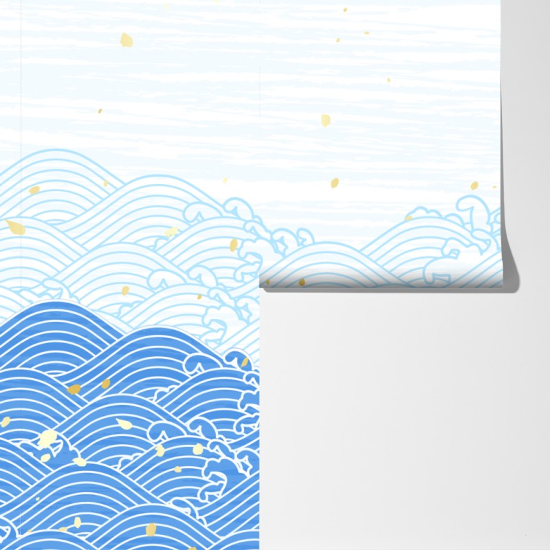 Fototapeta spokojne niebieskie fale ze złotymi akcentami – Wallissimo® Fototapeta spokojne niebieskie fale ze złotymi akcentami – Wallissimo®