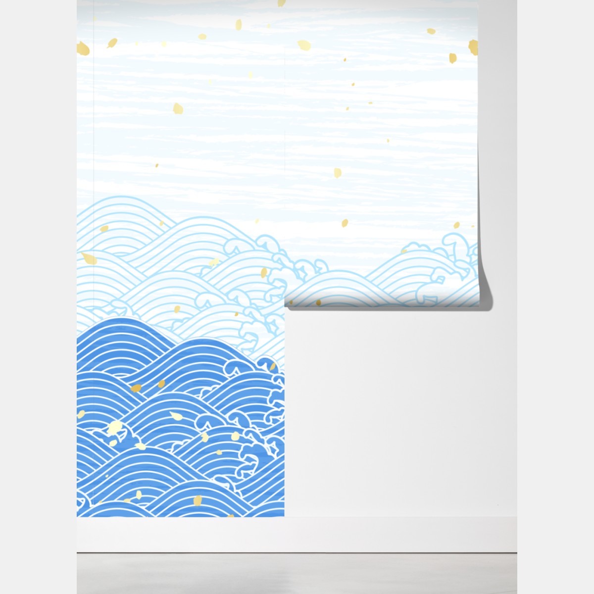 Fototapeta spokojne niebieskie fale ze złotymi akcentami – Wallissimo® Fototapeta spokojne niebieskie fale ze złotymi akcentami – Wallissimo®