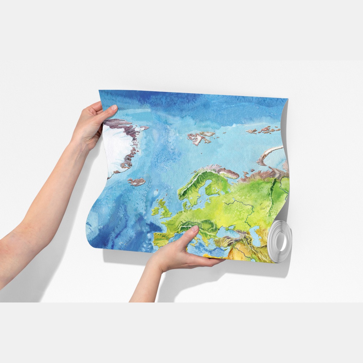 Fototapeta akwarelowa mapa fizyczna świata – Wallissimo® Fototapeta akwarelowa mapa fizyczna świata – Wallissimo®