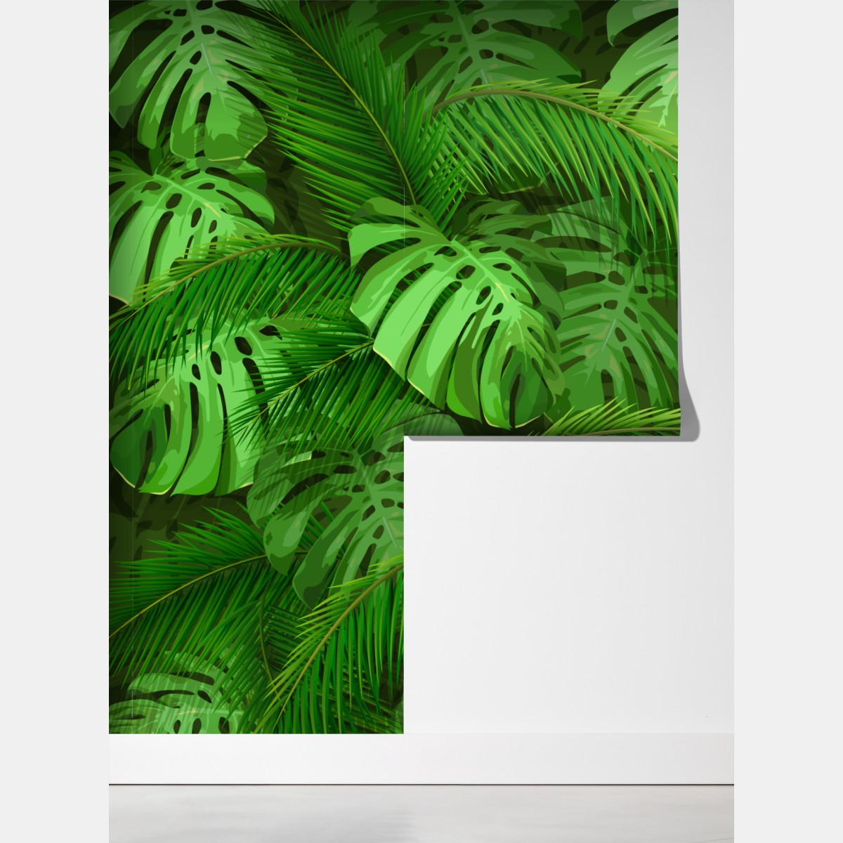 Fototapeta bujne tropikalne liście monstery i palmy – Wallissimo® Fototapeta bujne tropikalne liście monstery i palmy – Wallissimo®