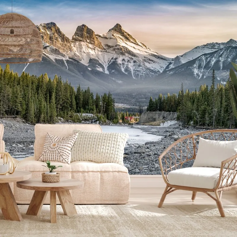 Fototapeta majestatyczne górskie szczyty i sosnowy las