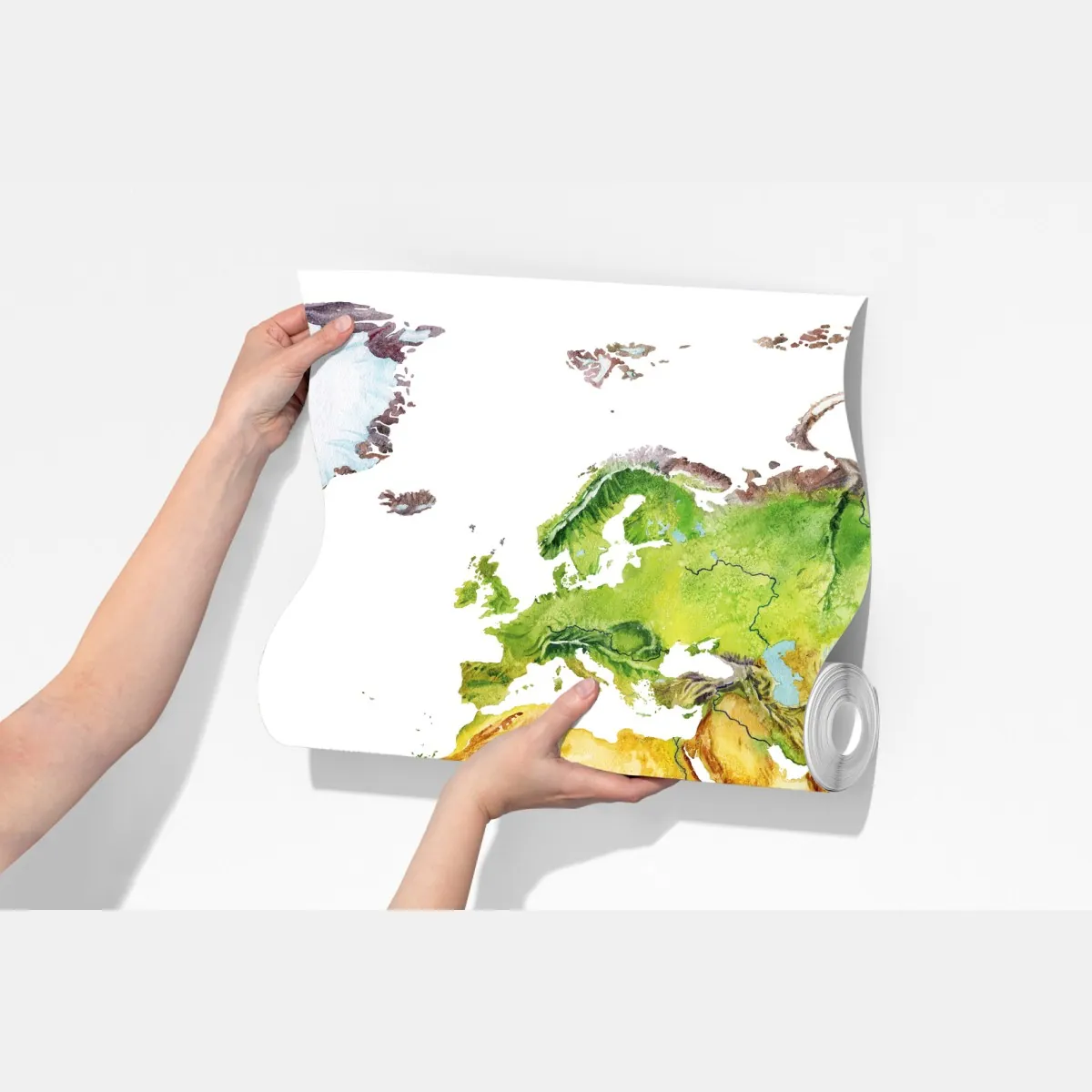 Fototapeta akwarelowa mapa fizyczna świata – Wallissimo® Fototapeta akwarelowa mapa fizyczna świata – Wallissimo®