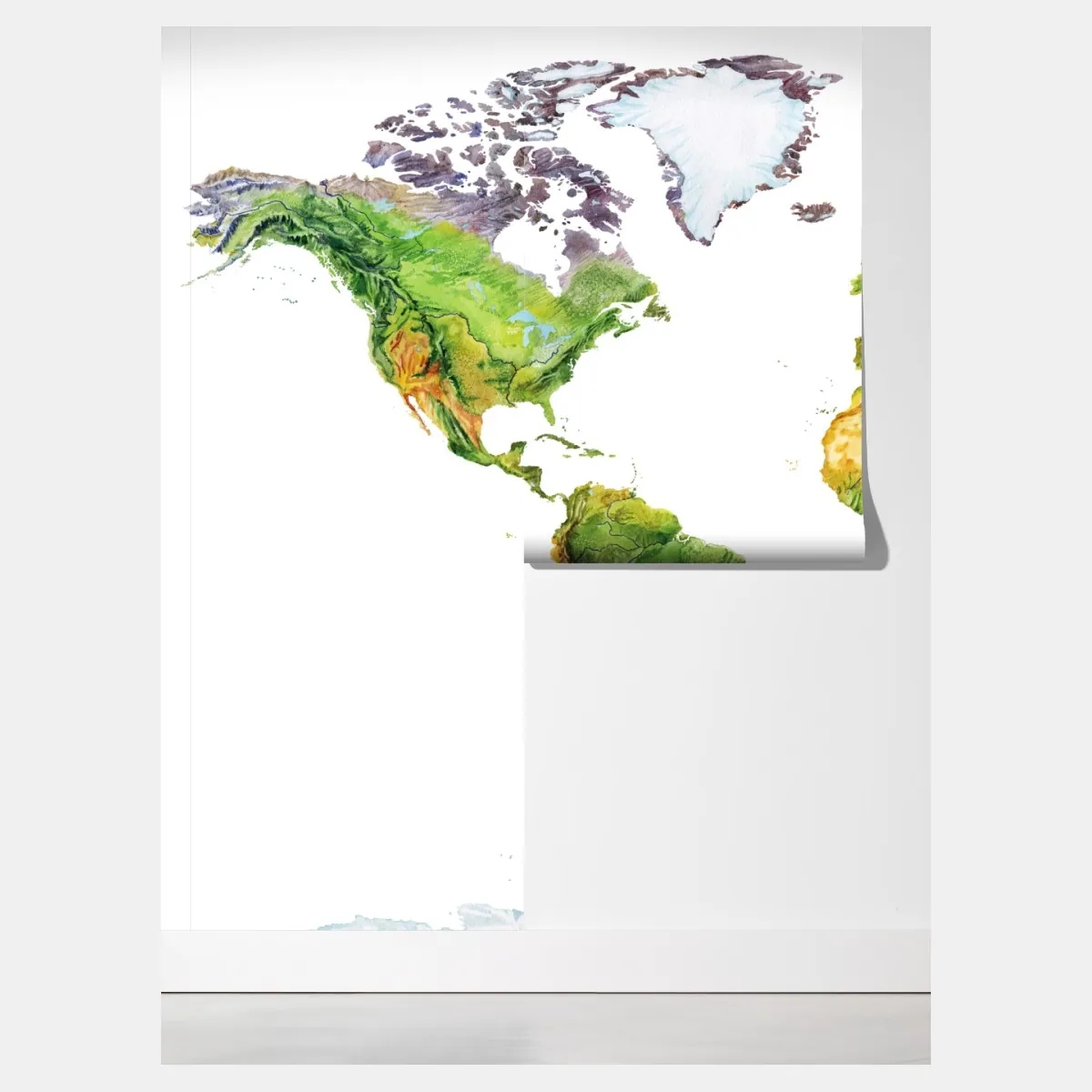 Fototapeta akwarelowa mapa fizyczna świata – Wallissimo® Fototapeta akwarelowa mapa fizyczna świata – Wallissimo®