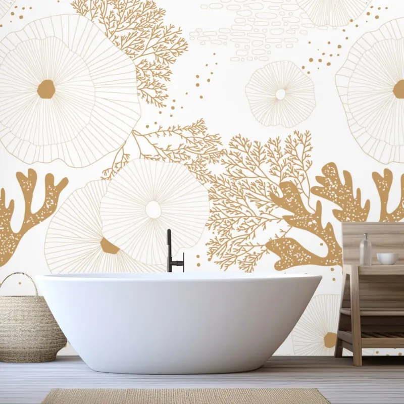 Fototapeta delikatny złoty wzór koralowy