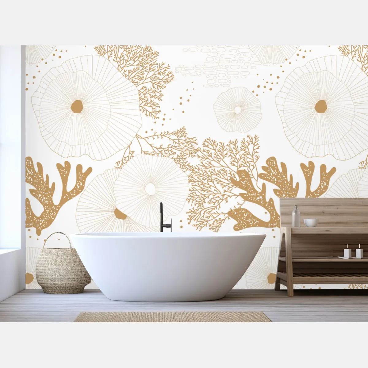 Fototapeta delikatny złoty wzór koralowy – Wallissimo® Fototapeta delikatny złoty wzór koralowy – Wallissimo®