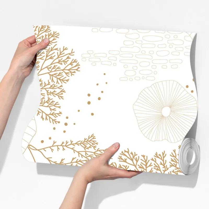 Fototapeta delikatny złoty wzór koralowy – Wallissimo® Fototapeta delikatny złoty wzór koralowy – Wallissimo®