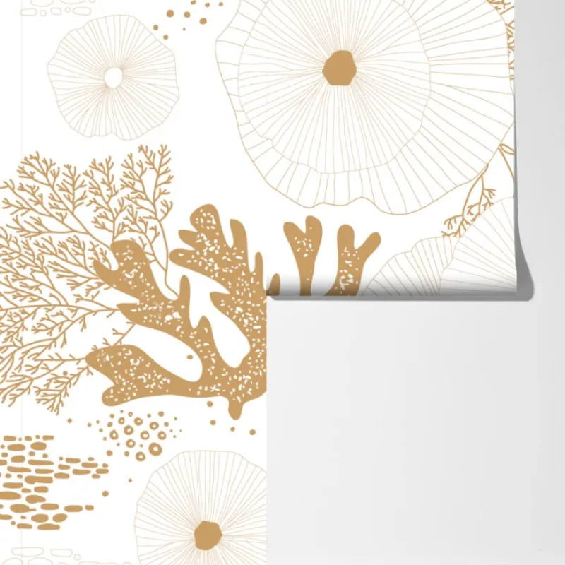 Fototapeta delikatny złoty wzór koralowy – Wallissimo® Fototapeta delikatny złoty wzór koralowy – Wallissimo®