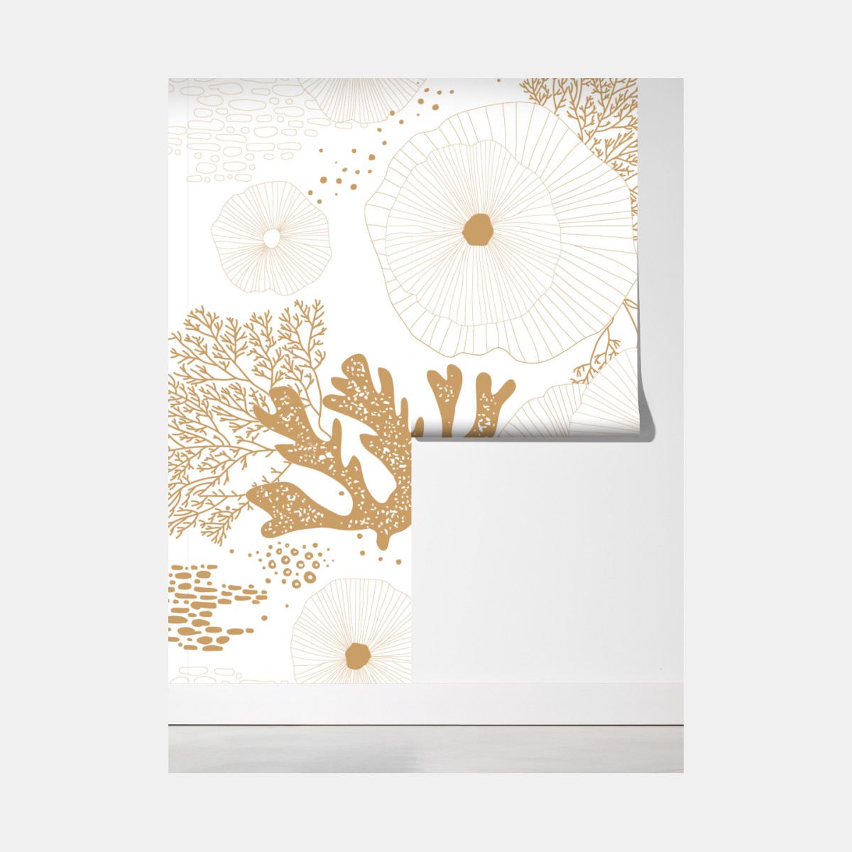 Fototapeta delikatny złoty wzór koralowy – Wallissimo® Fototapeta delikatny złoty wzór koralowy – Wallissimo®