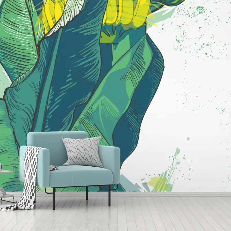 Fototapeta tropikalna ilustracja liści bananowca – Wallissimo® Fototapeta tropikalna ilustracja liści bananowca – Wallissimo®