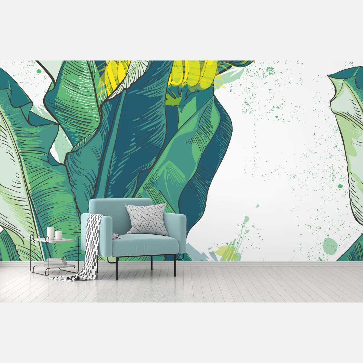 Wall mural tropical banana leaf illustration