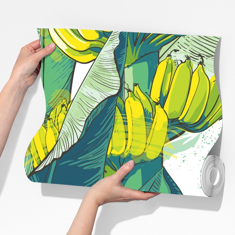 Fototapeta tropikalna ilustracja liści bananowca – Wallissimo® Fototapeta tropikalna ilustracja liści bananowca – Wallissimo®