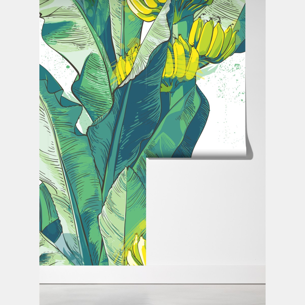 Fototapeta tropikalna ilustracja liści bananowca – Wallissimo® Fototapeta tropikalna ilustracja liści bananowca – Wallissimo®