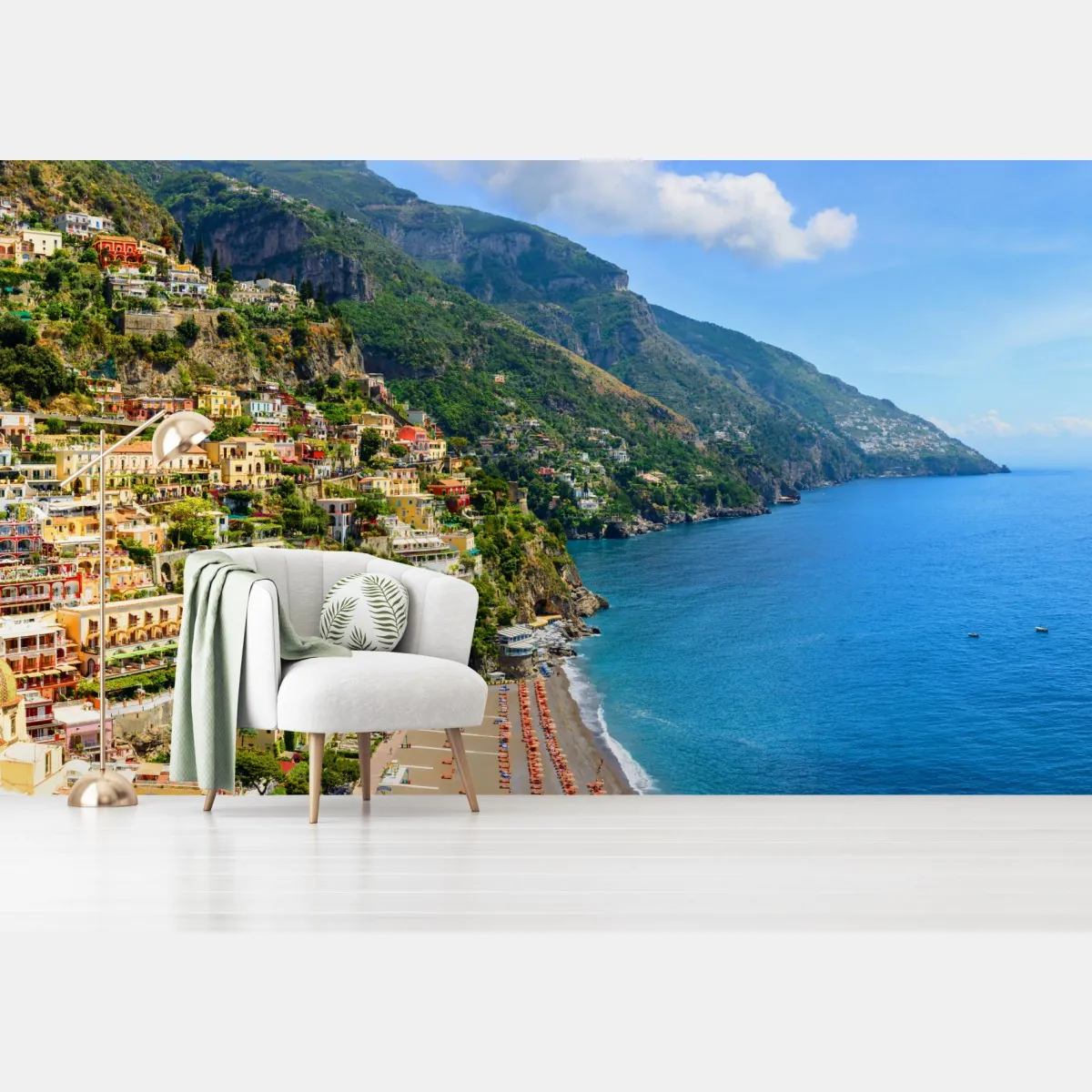 Fototapeta kolorowa panorama nadmorskiego miasteczka na klifie – Wallissimo® Fototapeta kolorowa panorama nadmorskiego miasteczka na klifie – Wallissimo®