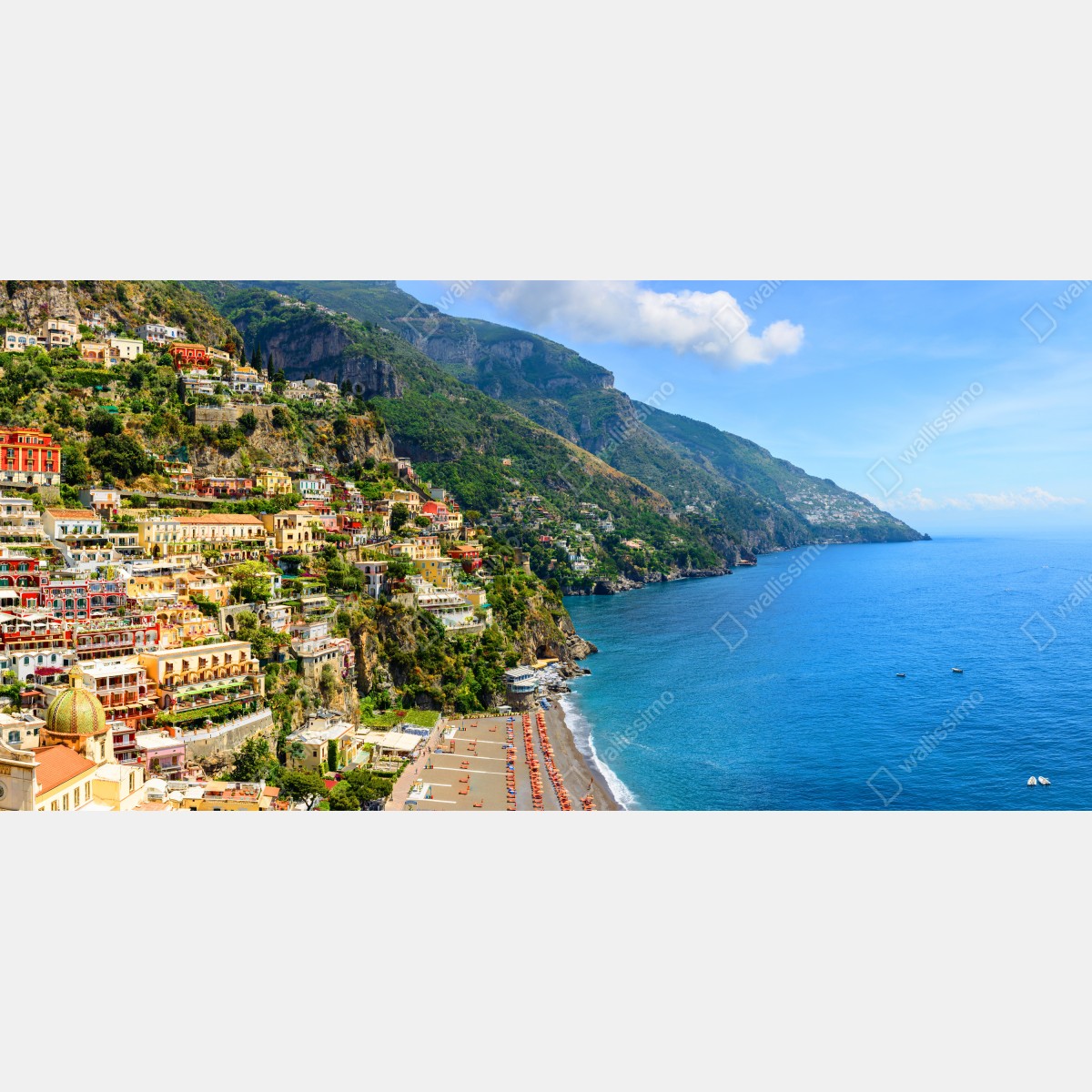 Fototapeta kolorowa panorama nadmorskiego miasteczka na klifie – Wallissimo® Fototapeta kolorowa panorama nadmorskiego miasteczka na klifie – Wallissimo®