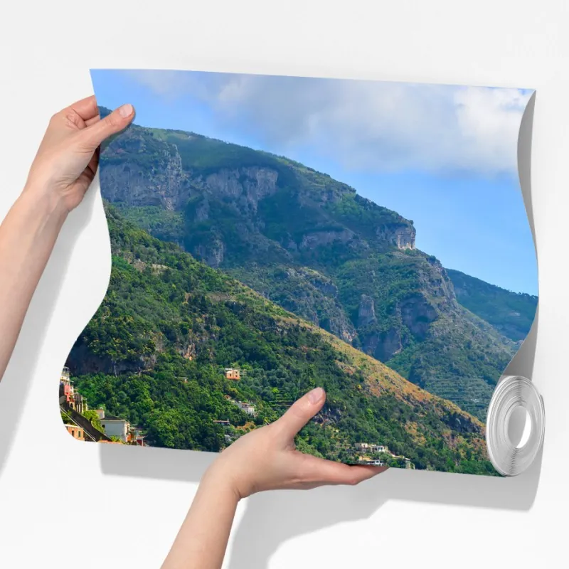 Fototapeta kolorowa panorama nadmorskiego miasteczka na klifie – Wallissimo® Fototapeta kolorowa panorama nadmorskiego miasteczka na klifie – Wallissimo®