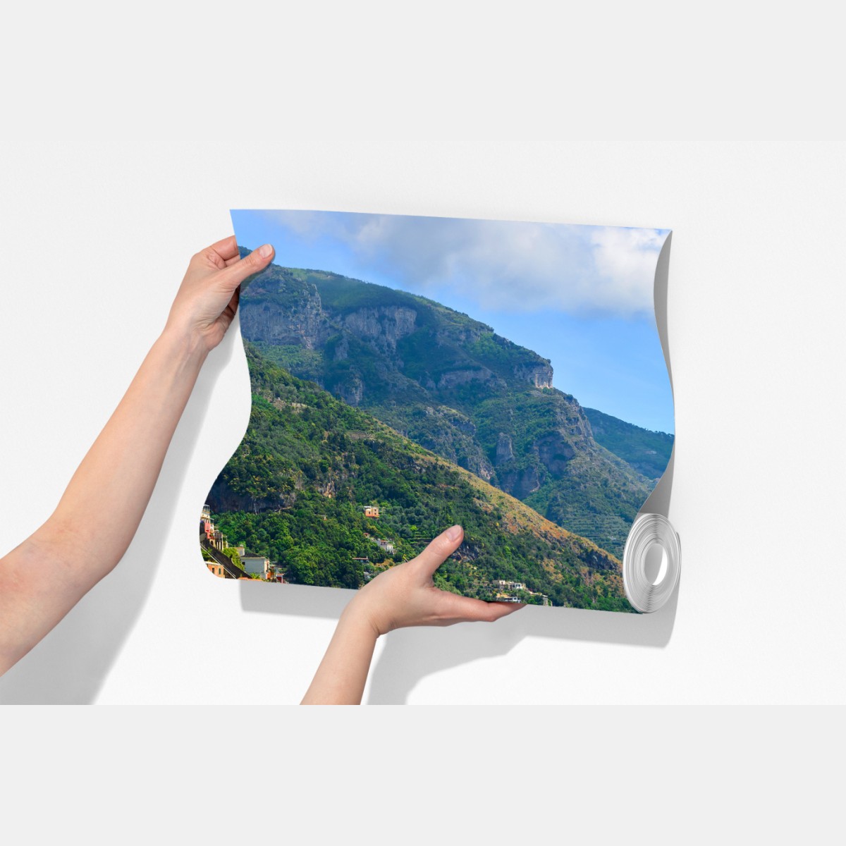 Fototapeta kolorowa panorama nadmorskiego miasteczka na klifie – Wallissimo® Fototapeta kolorowa panorama nadmorskiego miasteczka na klifie – Wallissimo®